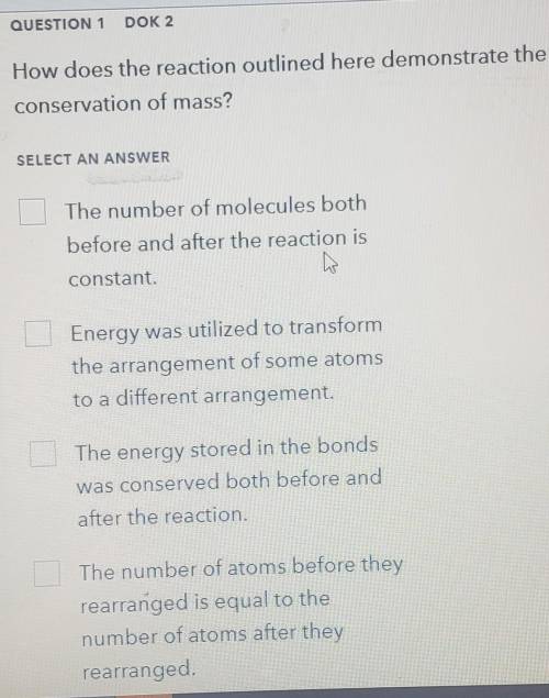 How does the reaction outlined here demonstrate the conservation of mass?
