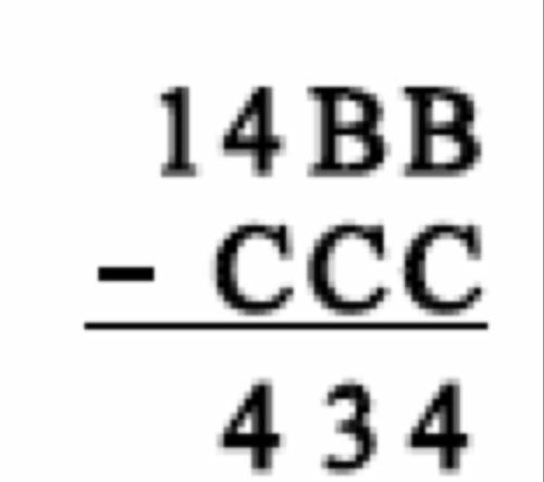 In the subtraction on the right, B and C each represent the same digit whenever

they appear.