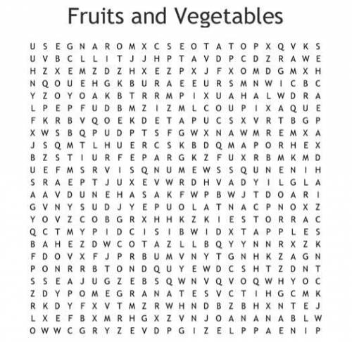 Find 20 fruits or vegetables 
✌✌
(10 points)