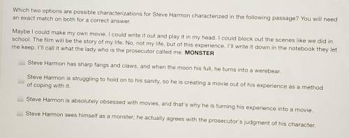 Which two options are possible characterizations for Steve Harmon characterized in the following pa