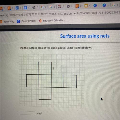 Find the surface area of the cube (above) using its net (below).
5