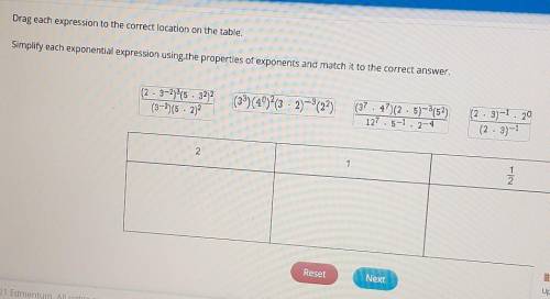 I NEED THIS ASAP Drag each expression to the correct location on the table. Simplify each exponenti