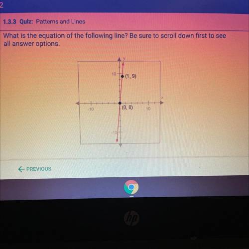 What is the equation of the following line? Be sure to scroll down first to see all answer options