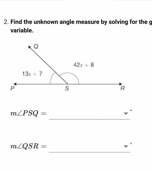 Find the unknown angle measure by solving for the given variable.Supplementary angles
