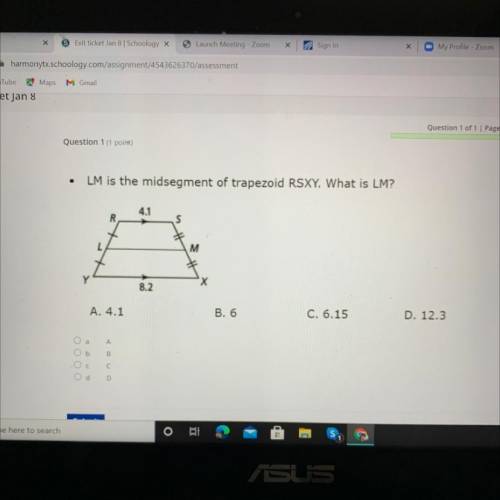 LM is the mid segment of trapezoid RSXY. What is LM