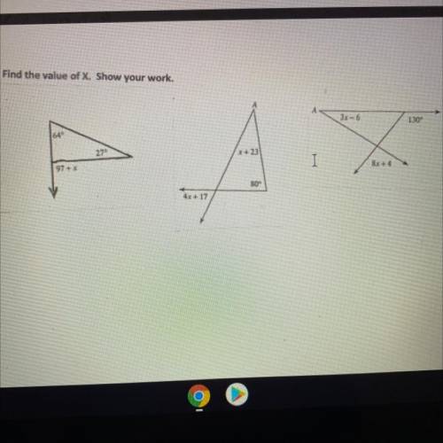 C. Find the value of X. Show your work. Congruent triangles