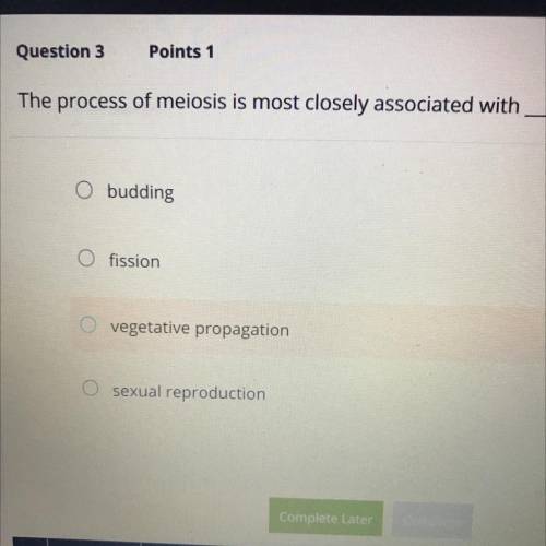 The process of meiosis is most closely associated with