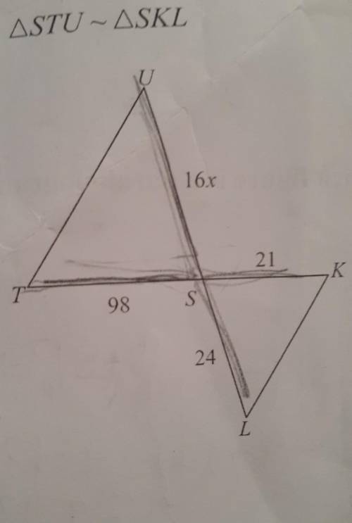 Solve for x. The triangles in each pair are similar.
