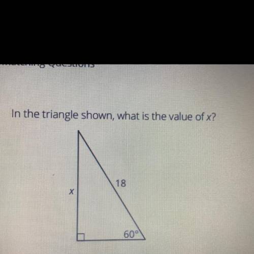 In the triangle shown, what is the value of x?