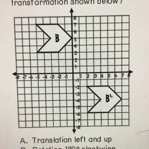 2. Which describes the

transformation shown below?
A. Translation left and up
B. Rotation 180° cl