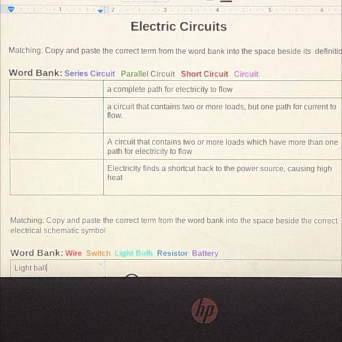 Word Bank: Series Circuit Parallel Circuit Short Circuit Circuit

a complete path for electricity