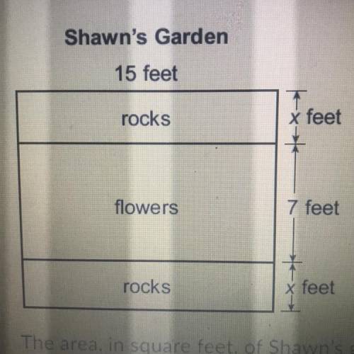 PLEASE SHOW YOUR WORK.

Shawn designs a rectangular garden as shown below. He will design both roc