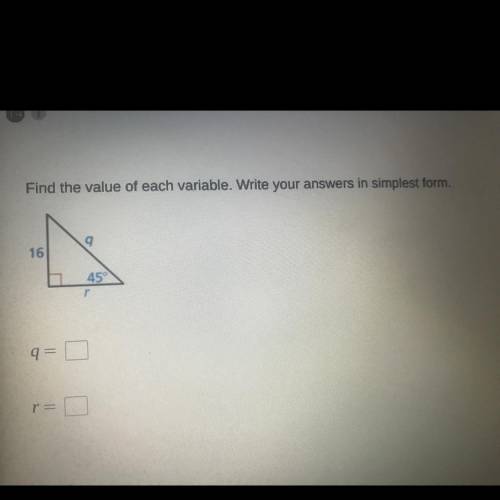 Find the value of each variable. Write your answers in simplest form.