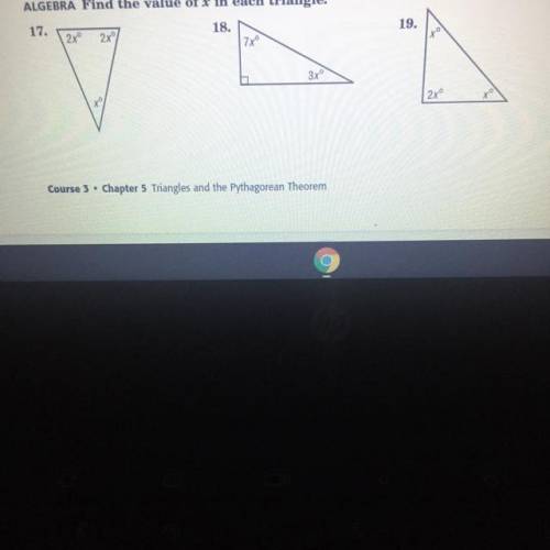Algebra find the value of X in each triangle