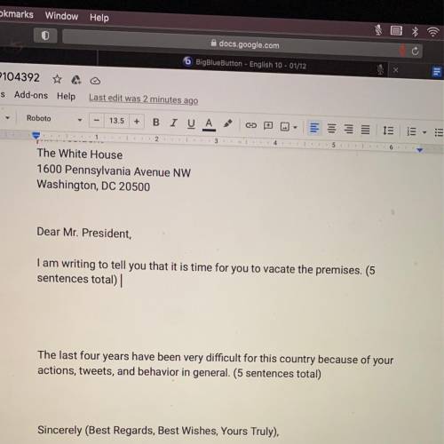 Please help guys I’ll mark brainliest it’s a letter to trump