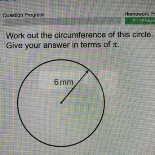 Work out the circumference of this circle.
Give your answer in terms of t.
en
6 mm