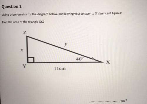 Find the area of the triangle XYZ and leaving your answer to 3 significant figures.