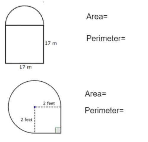 What is the area and perimeter for these two shapes?