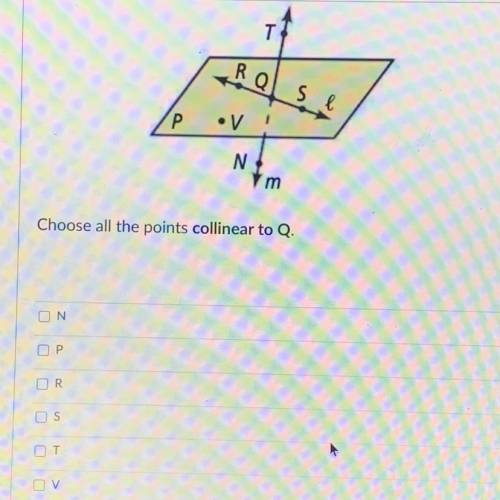 HELP PLZ: Choose all the points collinear to Q.