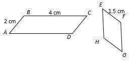 Parallelogram ABCD is similar to parallelogram EFGH.
A.2cm
B.2.5cm
C.3cm
D.3.5