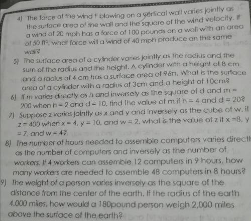 I need help with this ASAP it’s so hard I just need the solutions of the number 4 5 and 9

GIVING