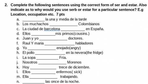 HEY CAN ANYONE PLS ANSWER DIS SPANISH WORK