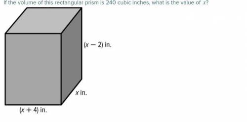 If the volume of this rectangular prism is 240 cubic inches, what is the value of x