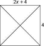 The shape in the figure is a square. Use the properties of a square to determine the value of x.