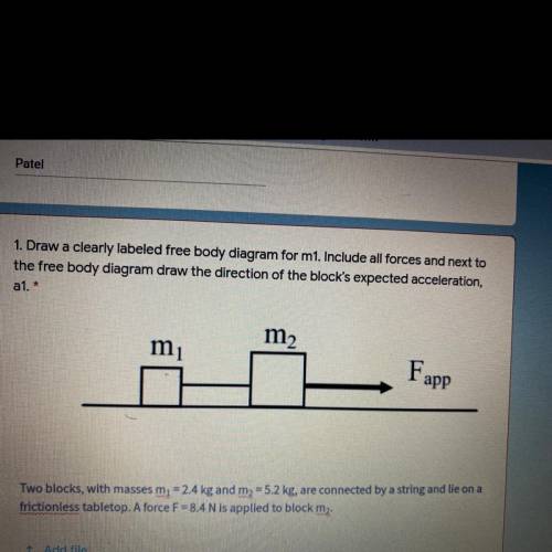 1. Draw a clearly labeled free body diagram for m1. Include all forces and next to

the free body