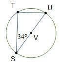 Line segment SU is a diameter of circle V.

What is the measure of arc S T?
56°
68°
112°
163° (it