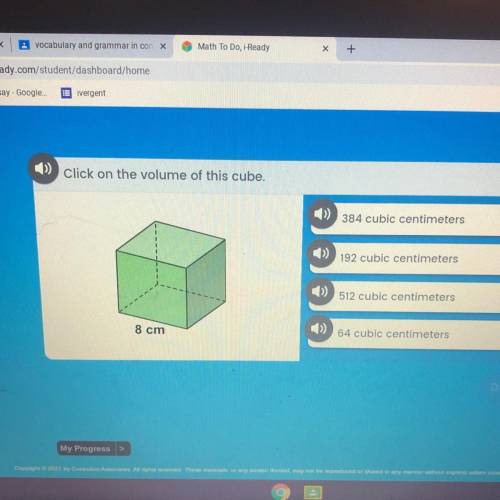 Click on the volume of this cube.