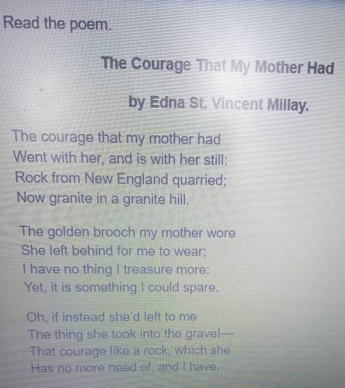 How does the third stanza of The Courage That My Mother Had contribute to the meaning of the poem