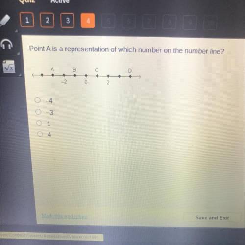 Point Ais a representation of which number on the number line?
0
T
-3
1