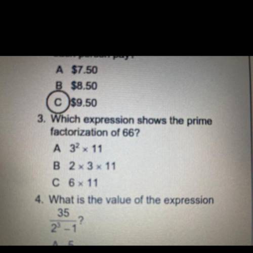 Which expression shows the prime factorization of 66? please i need help so bad its a test