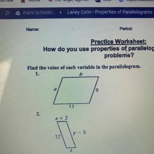 Will mark brainliest!!! Find the value of each variable in the parallelogram