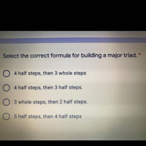 Select the correct formula for building a major triad.