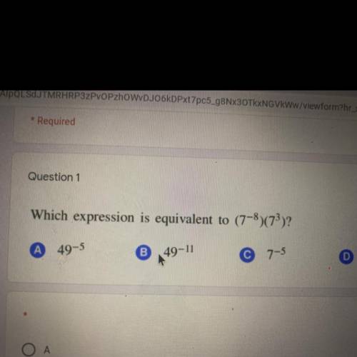 Which expression is equivalent to (7-8)(7 3)?