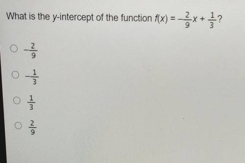 What is the the y intercept of the function f(x)=-2/9X+1/3?