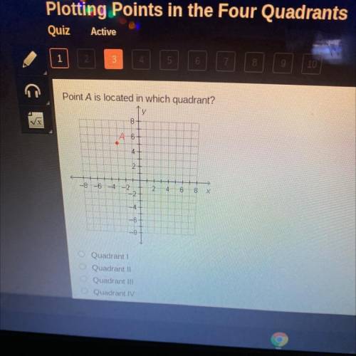 Point A is located in which quadrant?
Please help I will give brainliest:3