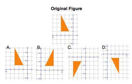 Which triangle would be congruent to the original using a reflection over the x-axis

a.
b.
c.
d.