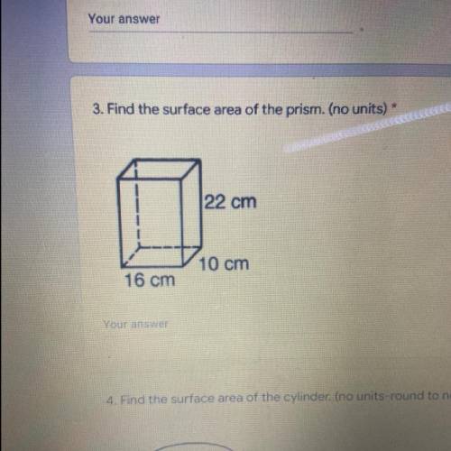 Find the surface area of the prism (no unit)