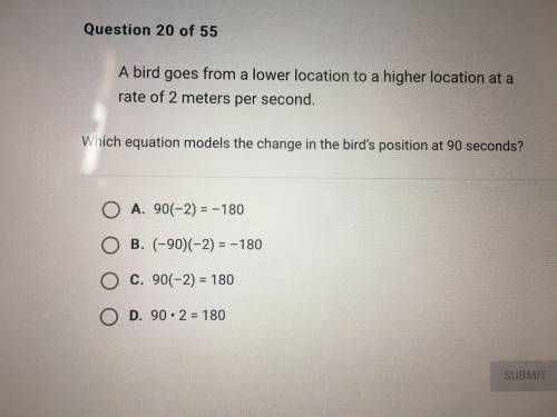 A bird goes from a lower location to at the rate of 2 meters per sec. which equation models the cha