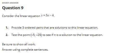 Linear Equation, Need Solved Asap <3
