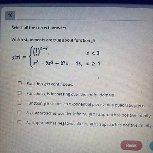Which statements are true about function g?
