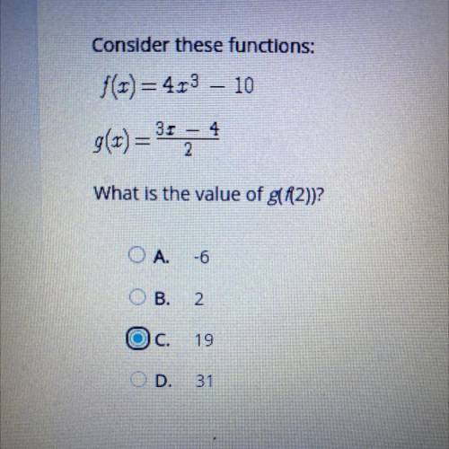 Please help I’ll give brainliest if correct

Select the correct answer.
Consider these functions:
