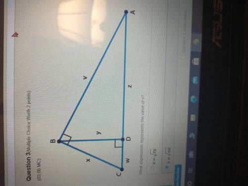 BRAINLIEST ASAP NEED HELP ez points

What expression represents the value of v?
A: v=√zy
B: v=√wz