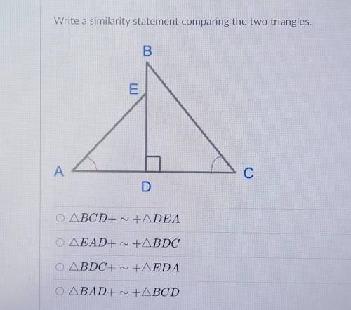 Write a similarly statement comparing the two triangles