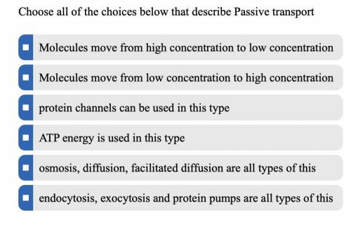Choose all of the choices below that to describe Passive transport *Plz help*