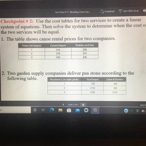 HELPPPPP PLEASEEE

Use the cost tables for two services to create a linear
system of equations. Th