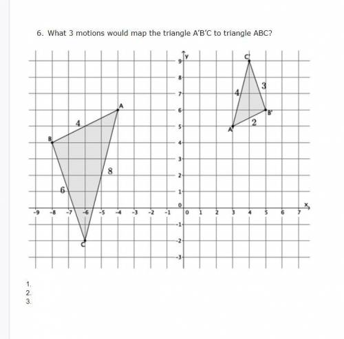 What 3 motions would map the triangle A’B’C to triangle ABC?